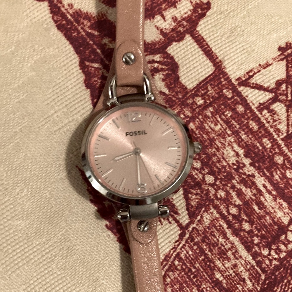 Fossil Women's Pink Leather Watch